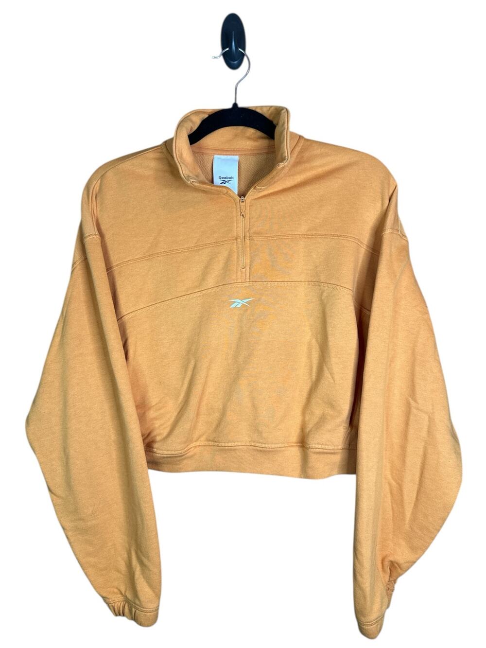 Women’s Reebok Orange Long Sleeve Quarter Zip Sweatshirt Pullover Size Medium